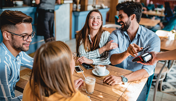 group of people eating out