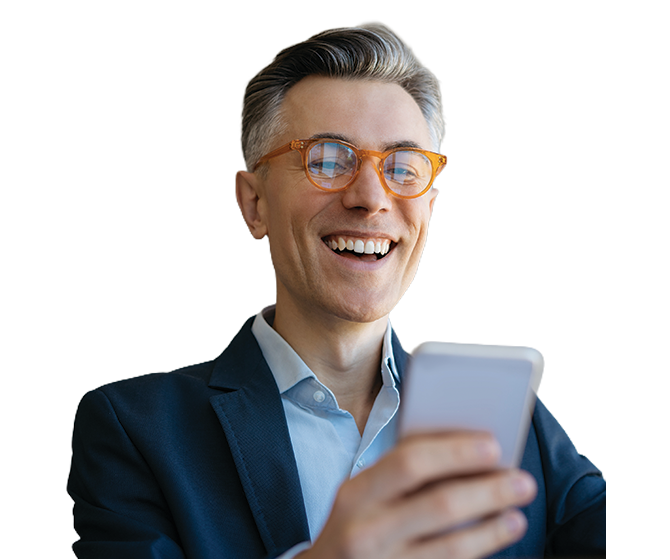 Gentleman with phone texting